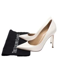 مملوكة مسبقًا حذاء كعب عالي سيرجيو روسي جلد أبيض أوف وايت مقدمة مدببة مقاس 35