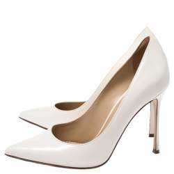 مملوكة مسبقًا حذاء كعب عالي سيرجيو روسي جلد أبيض أوف وايت مقدمة مدببة مقاس 35