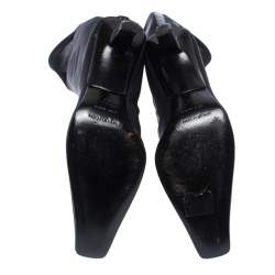Pre Owned Sergio Rossi Black Stretch Fabric Knee Length Boots Size 38
