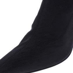 Pre Owned Sergio Rossi Black Stretch Fabric Knee Length Boots Size 38