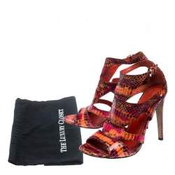 Pre Owned Sergio Rossi Multicolor Snakeskin Peep Toe Cage Sandals Size 38