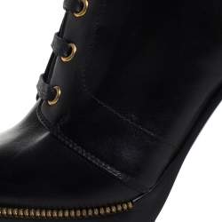 Pre Owned Sergio Rossi Black Leather Zip and Buckle Ankle Boots Size 39