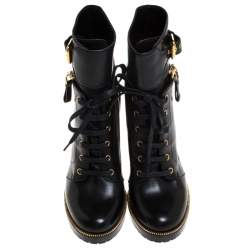 Pre Owned Sergio Rossi Black Leather Zip and Buckle Ankle Boots Size 39