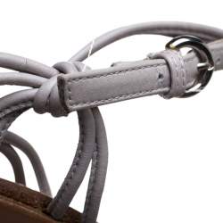 Sergio Rossi Grey Strappy  Leather Wooden Platform Ankle Strap Sandals Size 39.5