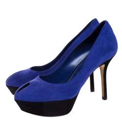 Sergio Rossi Purple Suede Cachet Platform Pumps Size 36