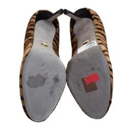 Pre Owned Sergio Rossi Brown Tiger Stripes Print Pony Hair Pumps Size 39