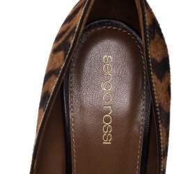 Pre Owned Sergio Rossi Brown Tiger Stripes Print Pony Hair Pumps Size 39