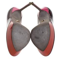 Pre Owned Sergio Rossi Burgundy Patent Leather Platform Pumps Size 36