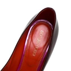 Pre Owned Sergio Rossi Burgundy Patent Leather Platform Pumps Size 36