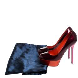 Pre Owned Sergio Rossi Burgundy Patent Leather Platform Pumps Size 36