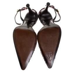 Pre Owned صند ل سيرجيو روسي جلد ثعبان أسود مقدمة مدببة بحزام للكاحل مقاس 38.5