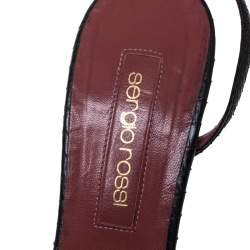 Pre Owned صندل سيرجيو روسي جلد ثعبان أسود مقدمة مدببة بحزام للكاحل مقاس 38.5