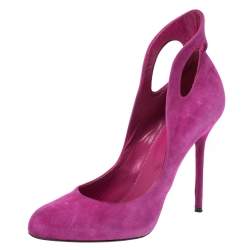مملوكة مسبقًا Sergio Rossi Pink Suede Leather Oblo Cut Out Pumps Size 38