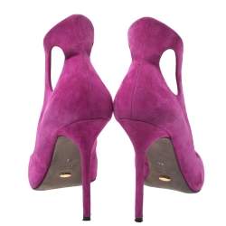 مملوكة مسبقًا Sergio Rossi Pink Suede Leather Oblo Cut Out Pumps Size 38