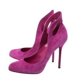 مملوكة مسبقًا Sergio Rossi Pink Suede Leather Oblo Cut Out Pumps Size 38