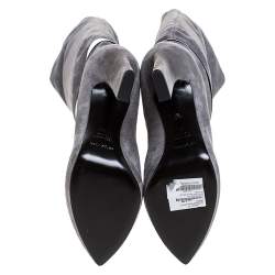 Pre Owned بوت كاحل سيرجيو روسي سوار معدن سويدي رمادي مقاس 41