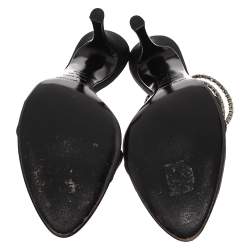 مملوكة مسبقًا صندل سيرجيو روسي سير كاحل خرز ساتان أسود مقاس 39.5