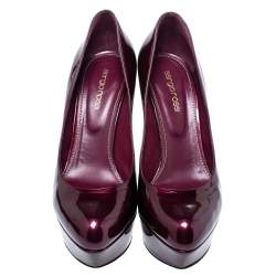 Sergio Rossi Burgundy Patent Leather Platform Pumps Size 39