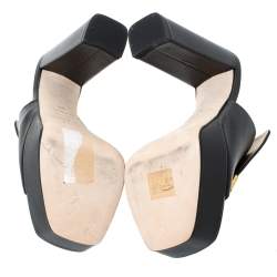 Pre Owned Sergio Rossi Black Leather SR1 Platform Slide Mules Size 36