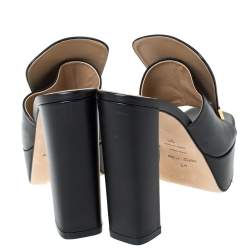 Pre Owned Sergio Rossi Black Leather SR1 Platform Slide Mules Size 36