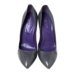 Sergio Rossi Grey Python Leather Pointed Toe Pumps Size 38