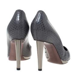 Sergio Rossi Grey Python Leather Pointed Toe Pumps Size 38