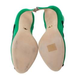 مملوكة مسبقًا Sergio Rossi Green Suede Lagoon Cut Out Pumps Size 38