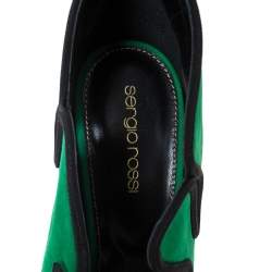 مملوكة مسبقًا Sergio Rossi Green Suede Lagoon Cut Out Pumps Size 38