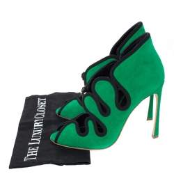 مملوكة مسبقًا Sergio Rossi Green Suede Lagoon Cut Out Pumps Size 38