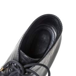 Pre Owned Sergio Rossi Black Leather Platform Ankle Booties Size 37.5