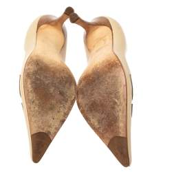 Pre Owned Sergio Rossi Beige Leather Pointed Toe Pumps Size 36