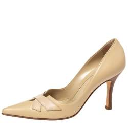 Pre Owned Sergio Rossi Beige Leather Pointed Toe Pumps Size 36