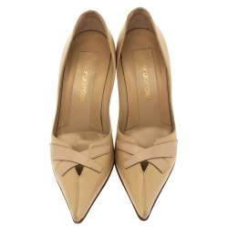 Pre Owned Sergio Rossi Beige Leather Pointed Toe Pumps Size 36
