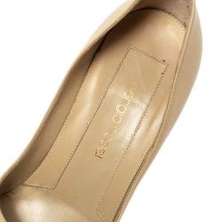 Pre Owned Sergio Rossi Beige Leather Pointed Toe Pumps Size 36