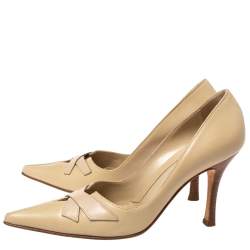 Pre Owned Sergio Rossi Beige Leather Pointed Toe Pumps Size 36