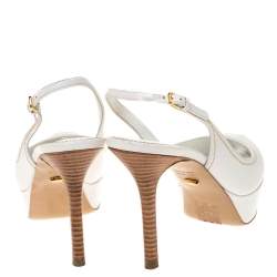 Pre Owned صندل سيرجيو روسي جلد أبيض مقدمة مدببة نعل سميك مقاس 36