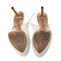 Pre Owned صندل سيرجيو روسي جلد أبيض مقدمة مدببة نعل سميك مقاس 36