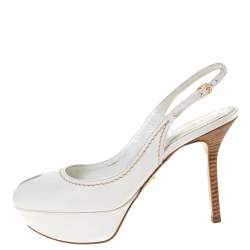 Pre Owned صندل سيرجيو روسي جلد أبيض مقدمة مدببة نعل سميك مقاس 36