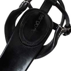 Pre Owned Sergio Rossi Black Leather Ankle Strap Platform Sandals Size 35.5