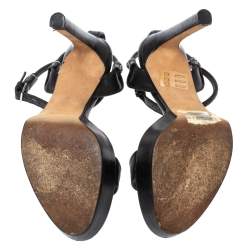 Pre Owned Sergio Rossi Black Leather Ankle Strap Platform Sandals Size 35.5