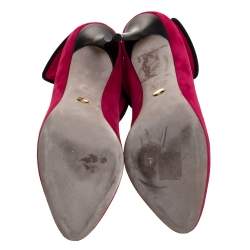 مملوكة مسبقًا Sergio Rossi Fuchsia/Black Suede Swirl Detail Round Toe Pumps Size 40