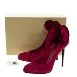 مملوكة مسبقًا Sergio Rossi Fuchsia/Black Suede Swirl Detail Round Toe Pumps Size 40