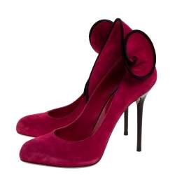 مملوكة مسبقًا Sergio Rossi Fuchsia/Black Suede Swirl Detail Round Toe Pumps Size 40