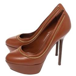 Sergio Rossi Brown Leather Platform Pumps Size 36