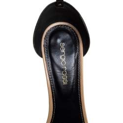 Sergio Rossi Black Patent Leather Metal Heel Ankle Strap Sandals Size 36