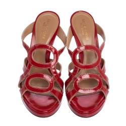 Pre Owned صندل سلايد سيرجيو  روسي جلد لامع أحمر مقاس 38.5