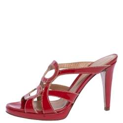 Pre Owned صندل سلايد سيرجيو روسي جلد لامع أحمر مقاس 38.5