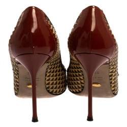 مملوكة مسبقًا حذاء كعب عالي سيرجيو روسي جلد لامع و جلد مجدول متعدد الألوان مقاس 35.5