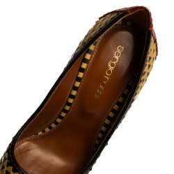 مملوكة مسبقًا حذاء كعب عالي سيرجيو روسي جلد لامع و جلد مجدول متعدد الألوان مقاس 35.5