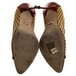 مملوكة مسبقًا ح ذاء كعب عالي سيرجيو روسي جلد لامع و جلد مجدول متعدد الألوان مقاس 35.5